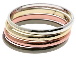 60 Bulk Metallic Finish Bangle Bracelet Set Assorted
