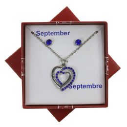 60 Bulk Gift Boxed Necklace & Earring Set With September Birthstone