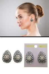 60 Bulk Bumpy EgG-Shaped Imitation Pearl Bead CliP-On Earrings SilveR-Tone