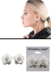 60 Bulk Perforated Flower CliP-On Earrings SilveR-Tone