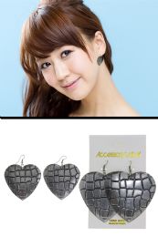 60 Bulk Reptile Skin Heart Disc Dangle Earrings SilveR-Tone