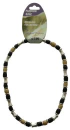 60 Bulk Beaded DuaL-Tone StretcH-Fit Choker Necklace SilveR-Tone