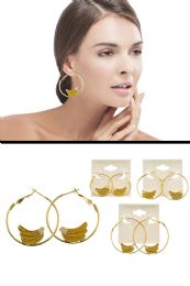 60 Bulk Bananas HooP-Earrings GolD-Tone & Yellow 12 Per PackagE
