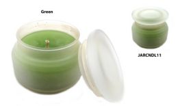 60 Bulk Frosted Glass Jar With A Lid And An Green Colored Candle Insid