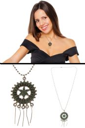 60 Bulk Silver Tone Pendant Necklace With Stone Accent