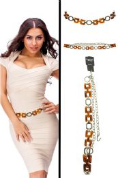 60 Bulk Silver Tone & Brown Fashion Chain Belt
