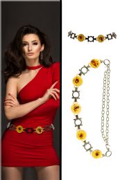 60 Bulk Silver Tone & Brown Fashion Chain Belt