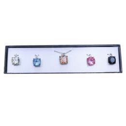 60 Bulk Gift Boxed Necklace With Colorful Interchangeable Pendant