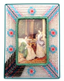 60 Bulk Metal Wire Picture Frame With Beaded Stripes And Flower Design