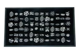 60 Bulk Black & White Crystal Bling Rings Tra