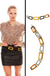 60 Bulk Silver Tone & Brown Fashion Chain Belt