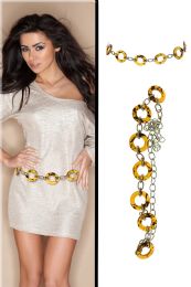 60 Bulk Silver Tone & Brown Fashion Chain Belt