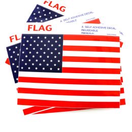 60 Bulk American Flag 8-inch X 11-inch Reusable Self Adhesive Decal