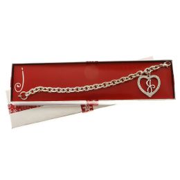 60 Bulk Gift Boxed Silver Tone Initial Bracelet "j" Monogram With Crystal Accent