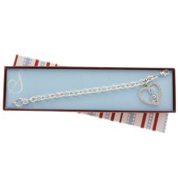 60 Bulk Gift Boxed Silver Tone Initial Bracelet "s" Monogram With Crystal Accent