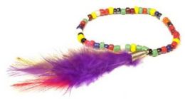 60 Bulk Multicolor Feather Dangle Beaded Stretch Bracelet Assorted