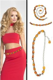 60 Bulk Silver Tone & Brown Fashion Chain Belt