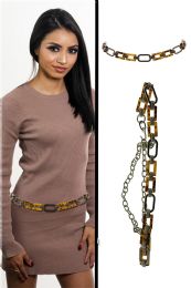 60 Bulk Silver Tone & Brown Fashion Chain Belt
