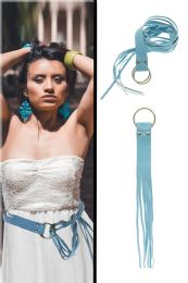 60 Bulk Blue Leather Fringe Belt