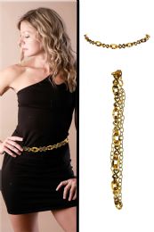 60 Bulk Gold Tone & Brown Fashion Chain Belt