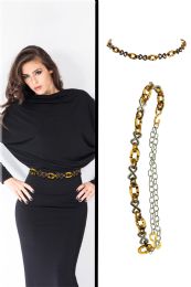 60 Bulk Silver Tone & Brown Fashion Chain Belt