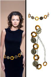 60 Bulk Silver Tone & Brown Fashion Chain Belt