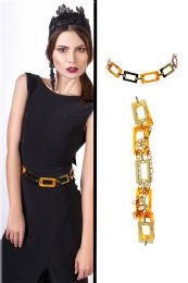 60 Bulk Gold Tone & Brown Fashion Chain Belt