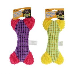 6 Bulk 11" Soft Plush BonE-Shaped Squeaky Dog Chew Toy In Assorted Colors