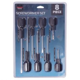 6 Bulk 8 Piece Cushioned Grip Screwdriver Set With Durable Steel Shafts