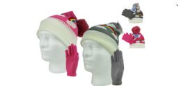 24 Bulk Girl's Premium Knit Winter Hat & Glove Sets