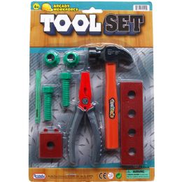 72 Bulk 8pc Tool Play Set On Blister Card, 2 Assrt