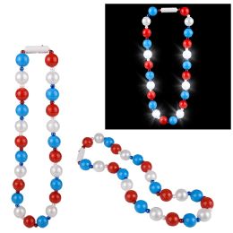 72 Bulk 39" LighT-Up Patriotic Ball Necklace