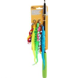 24 Bulk Retractable Cat Teaser Wand Toy With 2 Colorful Replacement Twist Worms And Bell