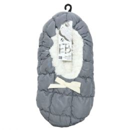 12 Bulk Fuzzy Babba 1 Pack Quilted Puffer Slipper One Size In Grey
