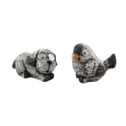 6 Bulk Solar Powered Cement Garden Dog With Led Eyes Outdoor Yard Decor