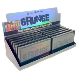 12 Bulk City Color Cosmetics Grunge 18 Shade Eyeshadow Palette With Mirror In Countertop Display