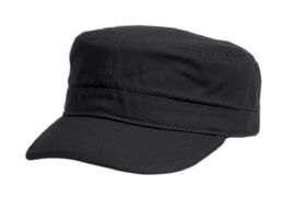 6 Bulk Washed Cotton Cadet Cap Black