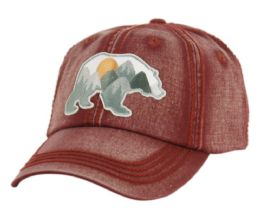 6 Bulk Heavy Stitch Washed Cotton Cap With A Patch Red