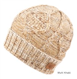 6 Bulk Solid & Multi Color Knit Beanie With Sherpa Lining Multi Khaki
