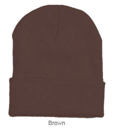 12 Bulk 12-inch Long Cuff Ski Beanie Brown