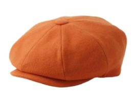 6 Bulk Solid Color Melton Wool Newsboy Cap Assorted Rust
