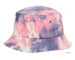 6 Bulk Tie Dye Multi Color Cotton Bucket Hats Multi Pink