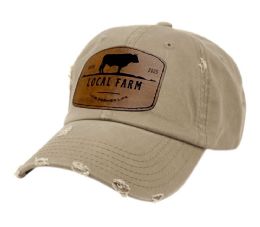 3 Bulk Design Patch Distressed Washed Cotton Caps Khaki