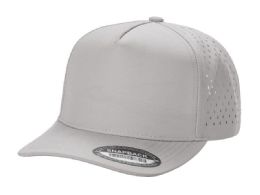 3 Bulk 5-Panel Waterproof Unique Perforated Snapback Caps Light Gray
