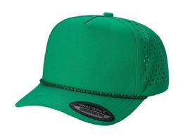 3 Bulk 5-Panel Waterproof Solid Color Perforated Snapback Caps Kelly Green
