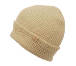 12 Bulk Solid Color Waffle Knit Cuff Beanie Khaki