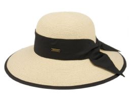 6 Bulk Paper Straw Sun Floppy Hats W/grosgrain Band & Fabric Edge Natural