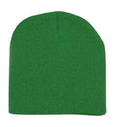 12 Bulk 8-inch Short Solid Color Ski Beanie Hat Kelly Green