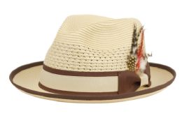 6 Bulk Richman Brothers Polybraid Fedora Hats With Grosgrain Band Assorted Natural