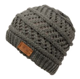 6 Bulk Messy Bun Ponytail Crochet Beanie W/double Layer Lining Charcoal